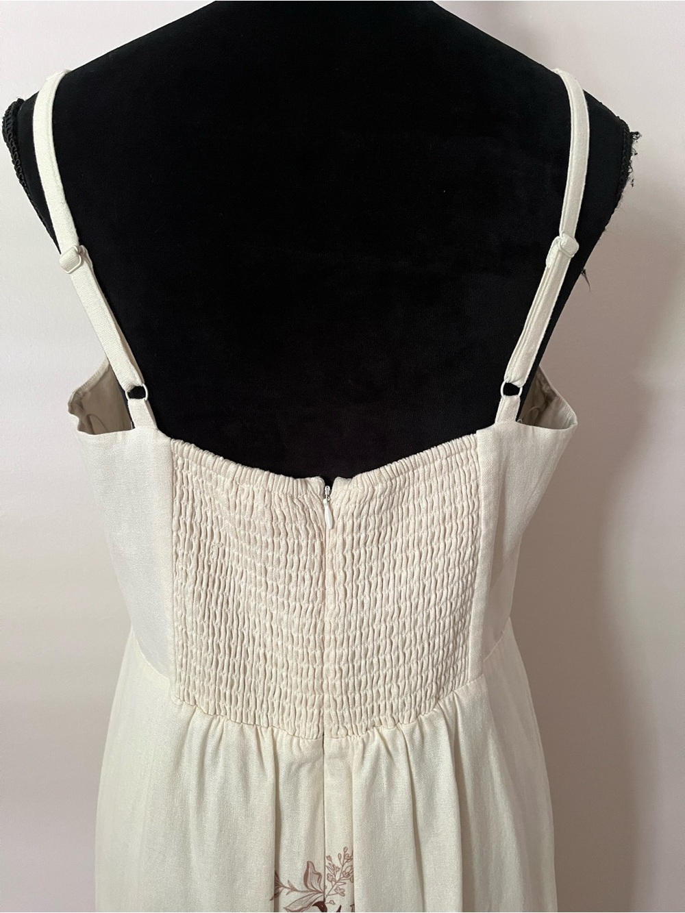 Christian Lacroix Linen Dress, size L, cream and brown floral - Picture 6 of 14
